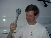 Re-enactment of orientation of Crescent wrench when bashing head--note the sharp corner.