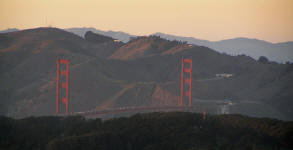 The Golden Gate as the sun sets.