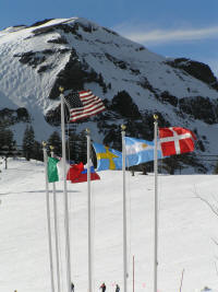 Beyond the international flags, note the nice-looking bumps coming off the peak.