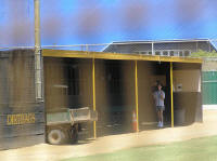 Playing catch in the Dirtbag dugout