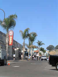 Surf shops and restaurants abound