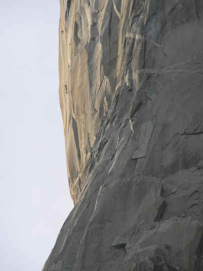 We observed several tiny ants inching their way up the rock.  Turned out they were humans, and most would take several days to reach the top.