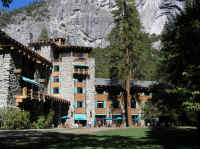 The Ahwanee Hotel, which is one of the world's classic, beautiful places to stay, nestled under the Royal Arches.