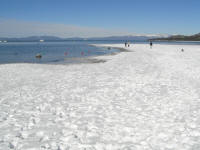 The beaches were covered with snow.