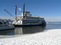 The Tahoe Queen, about to depart for a lightly-attended cruise.