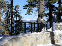 Carey trying to not fall on the icy overlook.