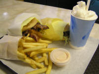 Palace Burger's famous Bacon Cheeseburger and Banana Shake combo.