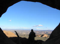 Debbie soaks up the scenery through a high arch.