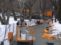 Aluminum pieces were moved on hand carts.